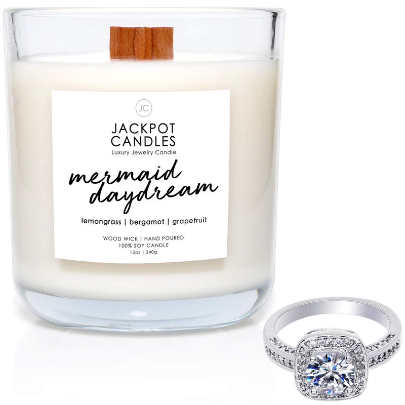 Jackpot Candles Mermaid Day Dream Candle with Ring Inside (Surprise Jewelry Valued at $15 to $5,000) Ring Size 7 - Image 1